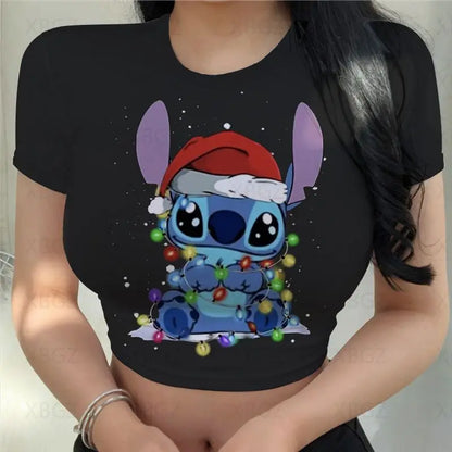 T-shirt Disney stitch pour femmes haut court