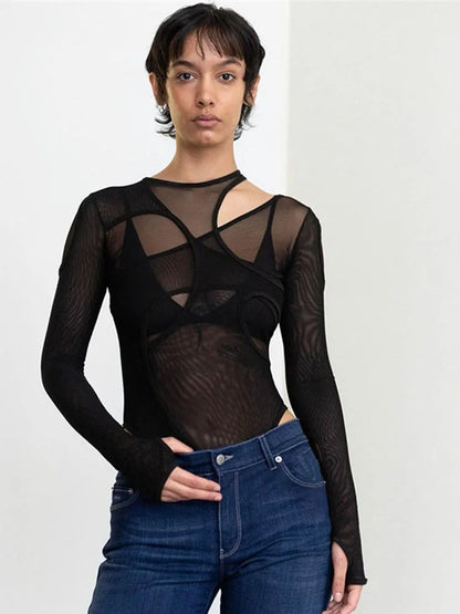 Bodys Transparente pour Femme, Vêtement Solide, Style Fût