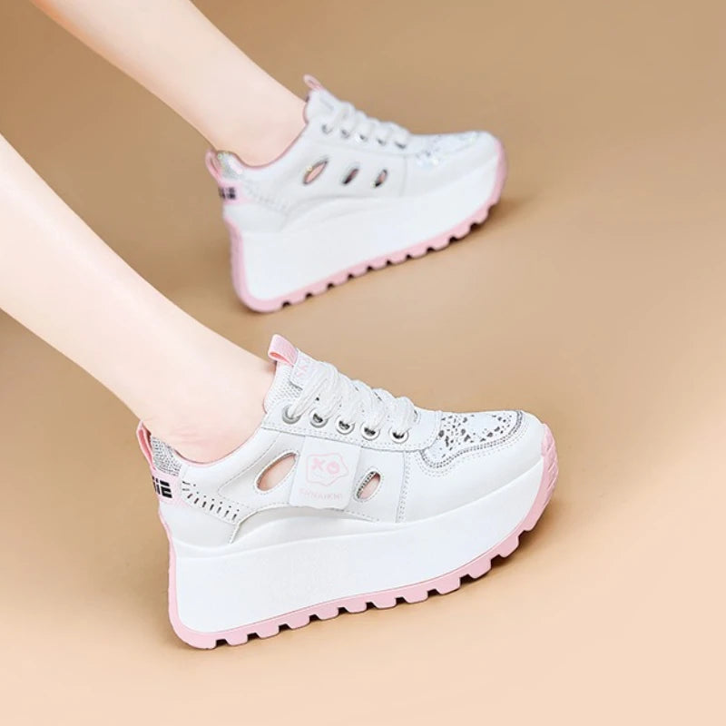 Basket en cuir véritable confortable pour femmes