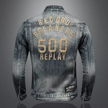 Veste en jean à fermeture éclair pour homme