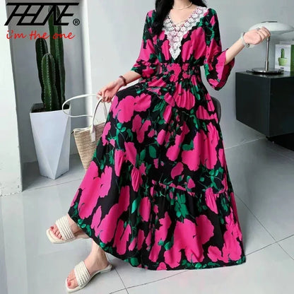 Robe longue en dentelle pour femmes