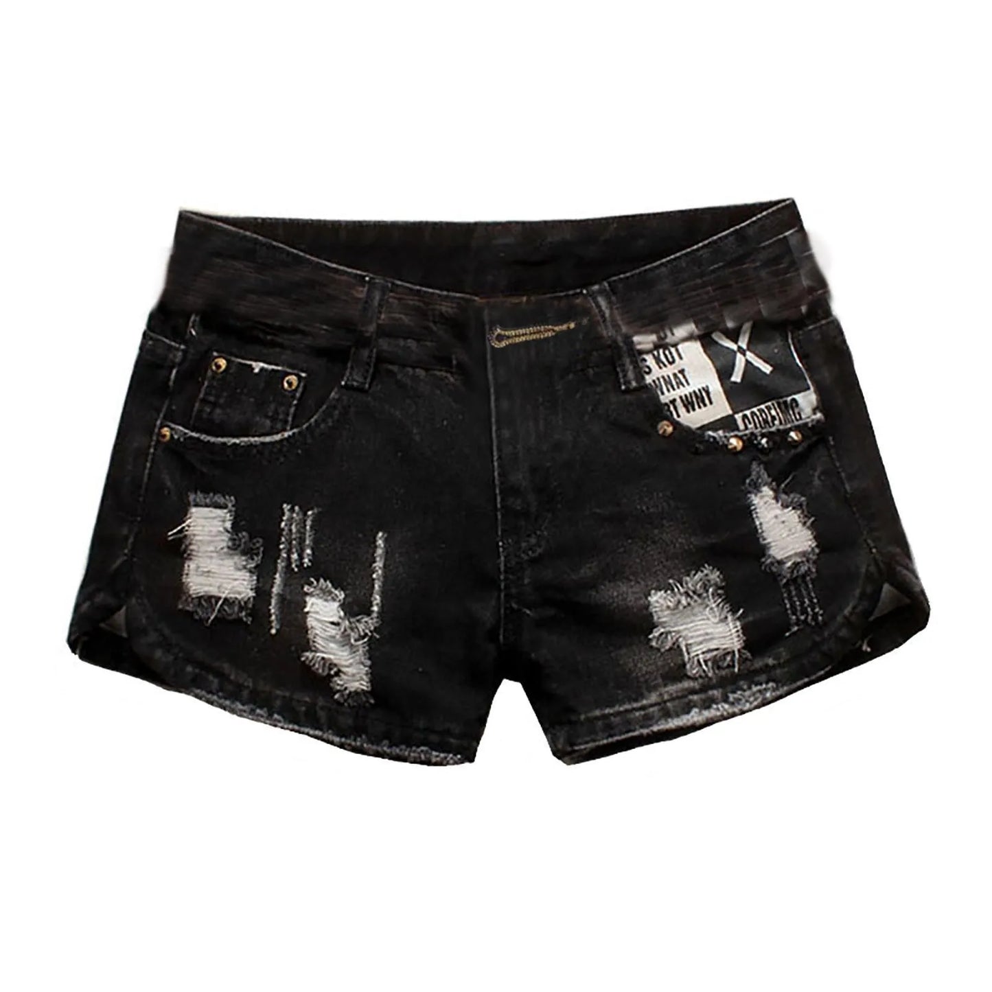 Short en jean pour femmes avec lettre imprimer style Punk Gothique