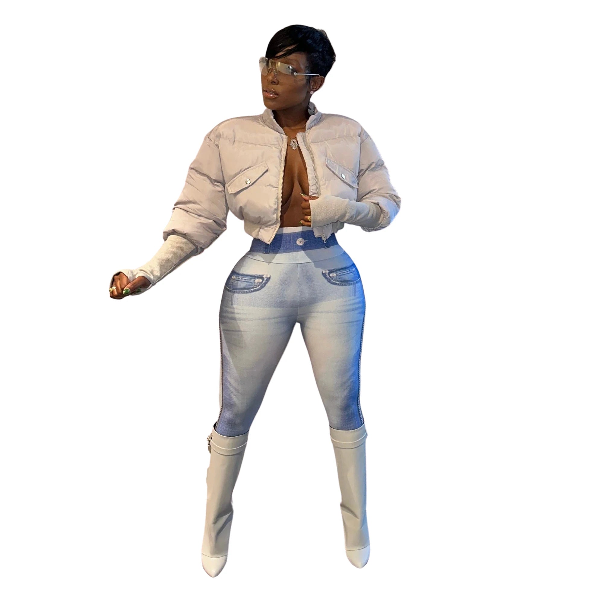 Manteau col rabattu et fermetures éclair pour femmes