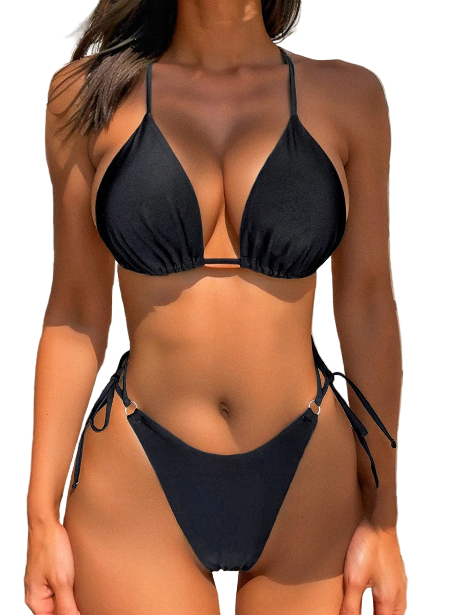 Maillot de bain une pièce mini micro string sexy à dos croisé pour femmes