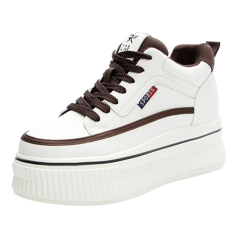 Baskets compensées à plateforme de 8,8 cm, épaisses, en cuir véritable, pour femmes