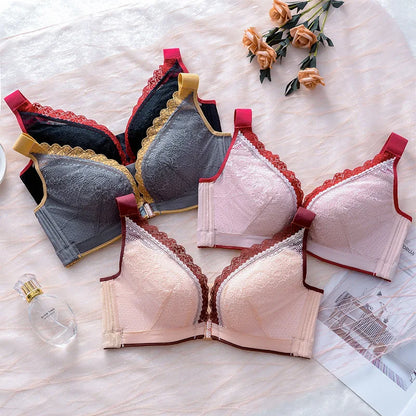 Soutien-gorge plongeant en dentelle avec boutons sur le devant pour femmes