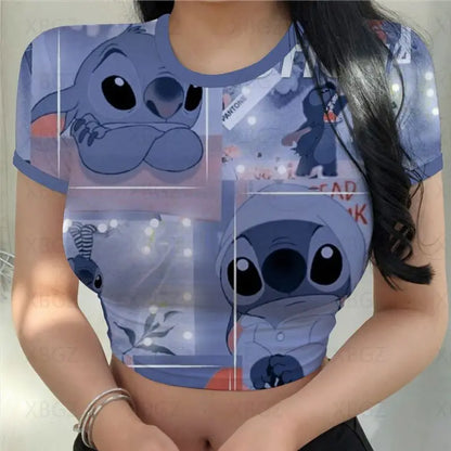 T-shirt Disney stitch pour femmes haut court