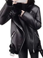 Manteaux d'hive épais Faux cuir fourrure en peau de mouton  pour femmes