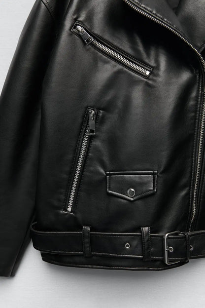 Veste Faux cuir avec ceinture pour femmes