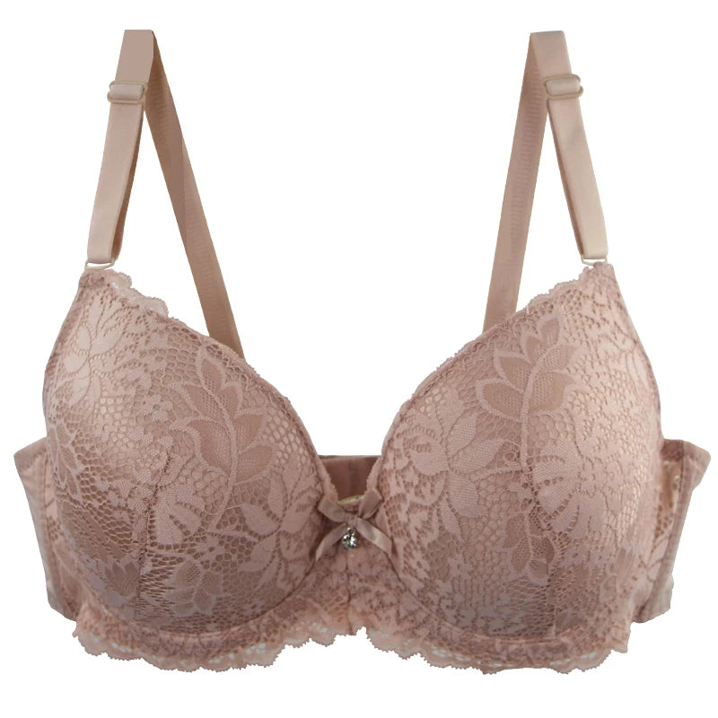 Soutien-gorge push-up sexy en dentelle avec nœud floral pour femmes