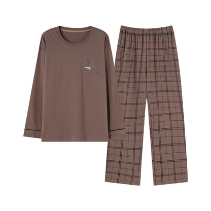 Pyjama en faux coton à col rond pour hommes