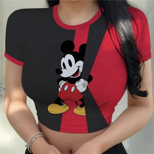 T-shirt Disney Minnie Mouse pour femmes haut court