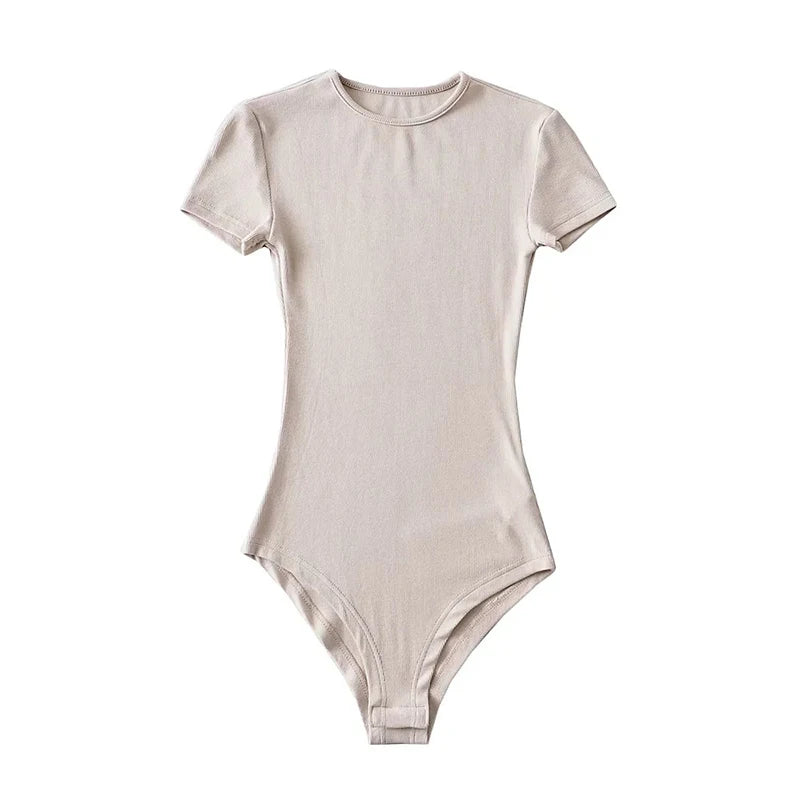 Body à manches courtes et col rond pour femme