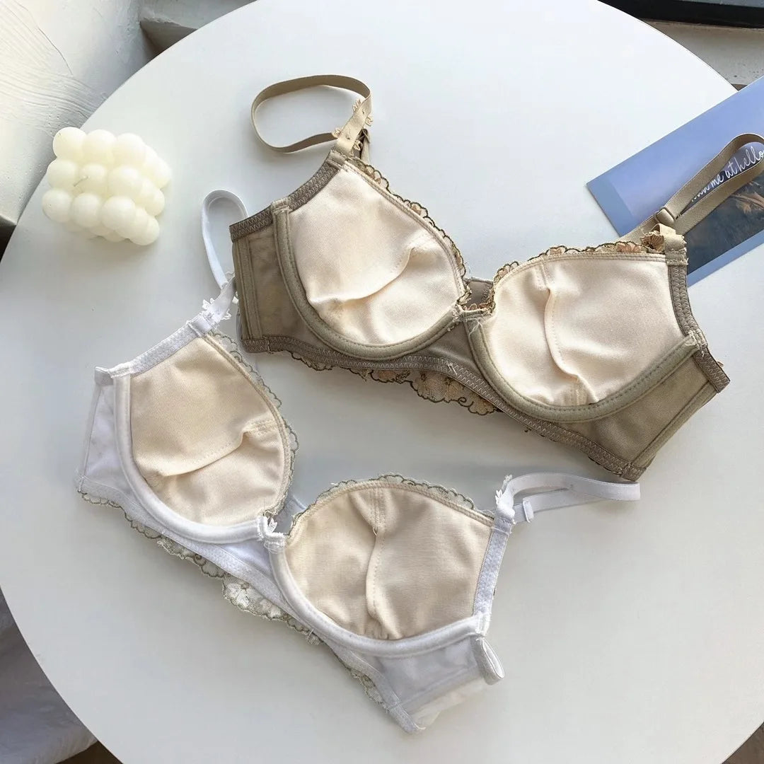 Soutien-gorge réglable en dentelle brodée de fleurs pour femmes