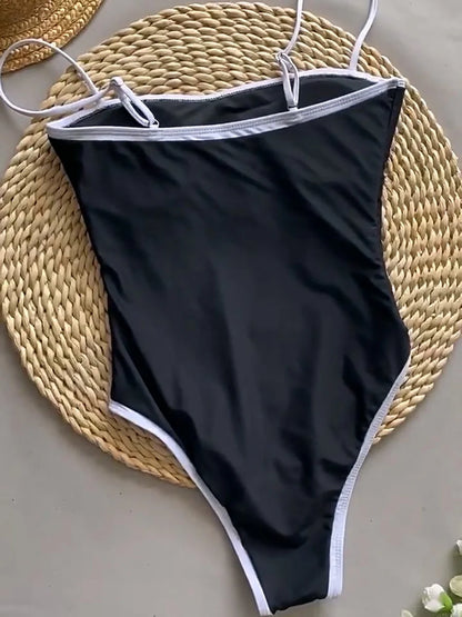 Maillot de bain une pièce sexy à épissure vintage rétro pour femmes,