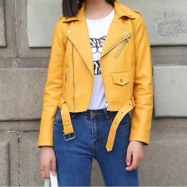 Veste en cuir Pu pour femmes