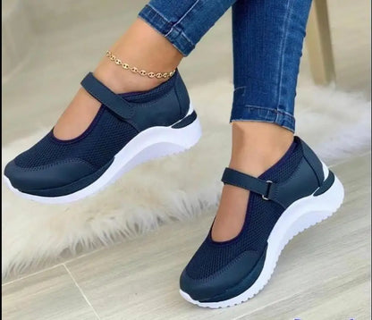 Baskets Blanches Décontractées à Plateforme pour Femme, Chaussures en Maille Respirante