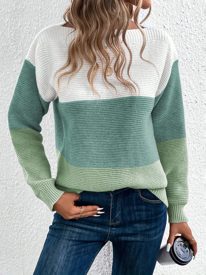 Pull ample à manches longues et col bateau pour femme