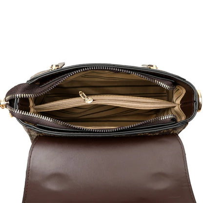 Sac à main en cuir avec lettres imprimées pour femmes