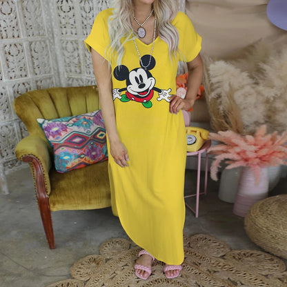 Robe fendue col en v pour femmes Disney Mickey