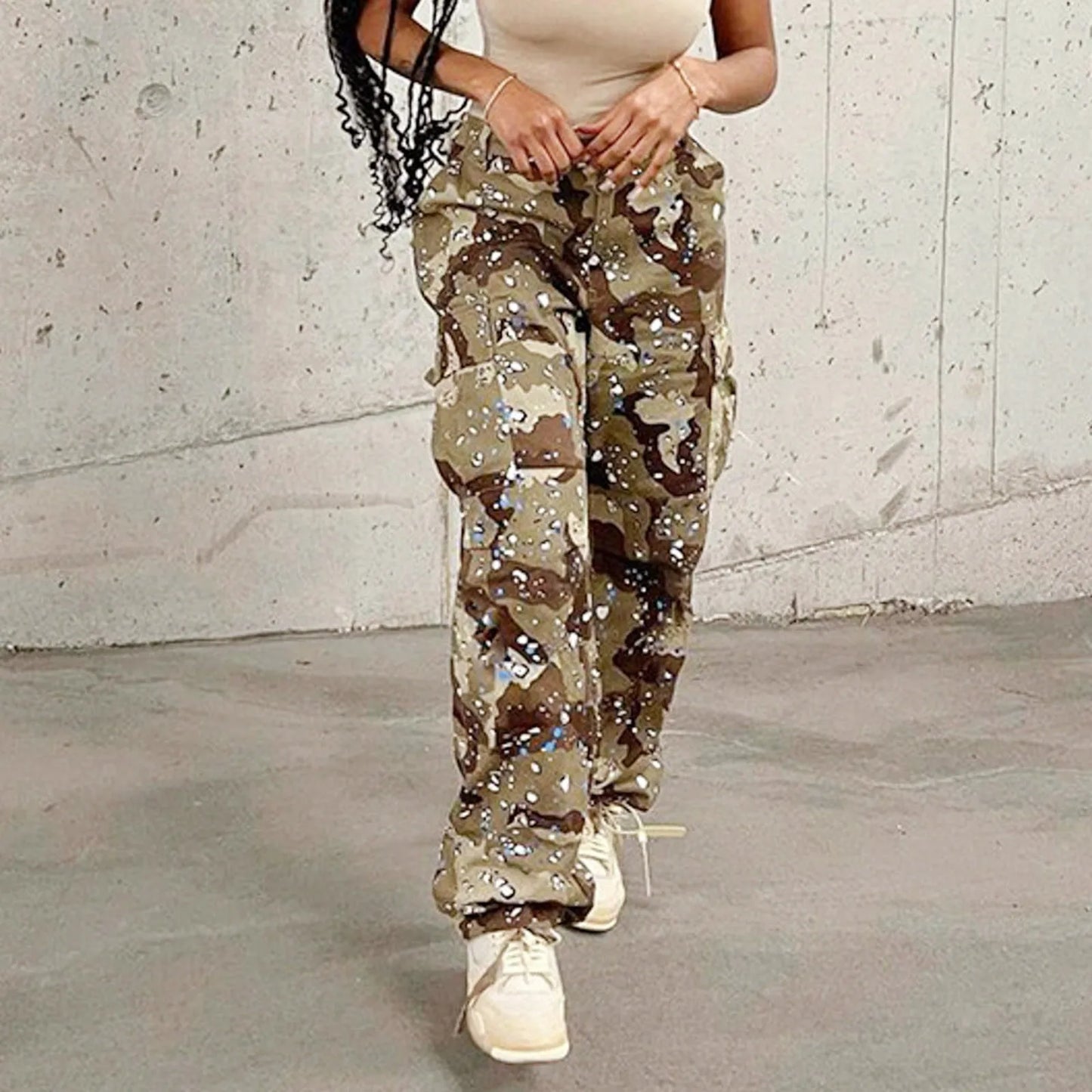 Pantalon cargo camouflage pour femme, pantalon militaire décontracté,