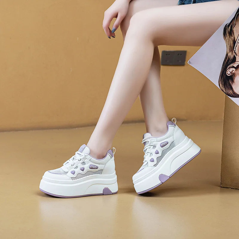 Baskets en cuir respirant pour femmes