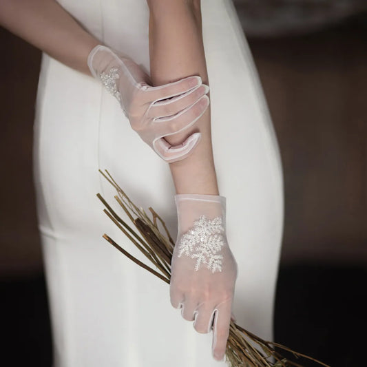 Gants Élégants en Tulle Doux pour Patients de Mariage, Pièce de Perles de Clip