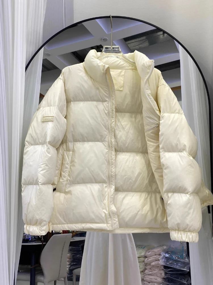 Doudoune courte et ample à col vertical pour homme et femme