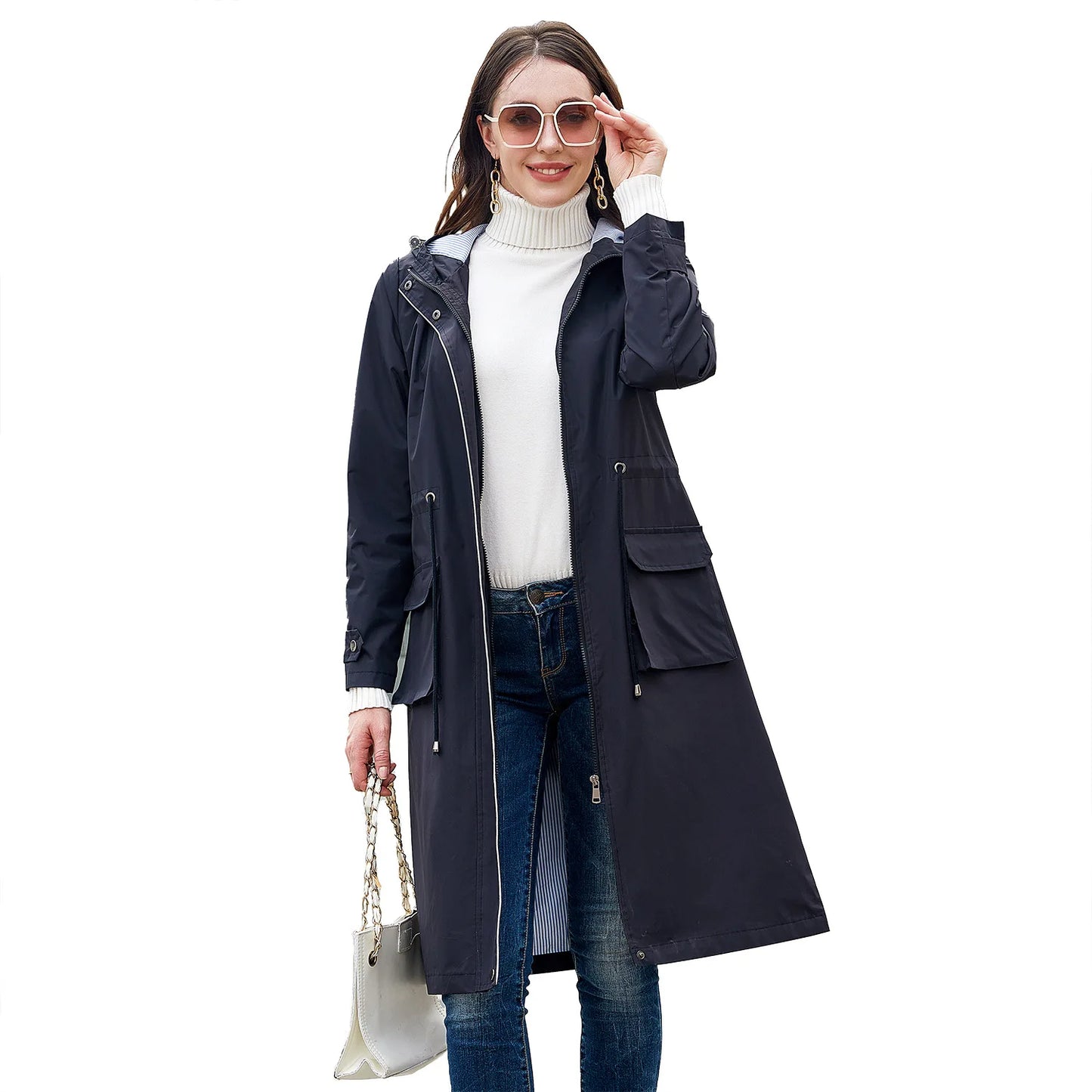 Manteau à Manches sulf pour Femme, Vêtements Féminins, Vestes Décontractées, Coupe-Vent