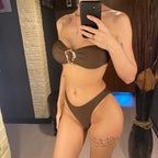 Maillot de bain deux pièces bandeau avec anneau métallique pour femmes