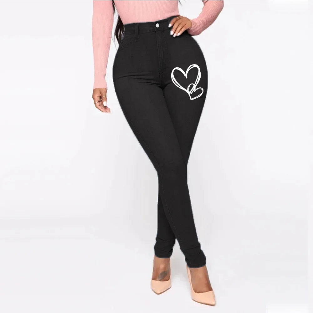 Jean imprimé taille moyenne pour femme