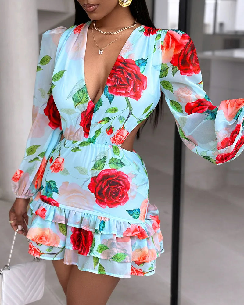 Mini robe bohème à imprimé floral pour femmes