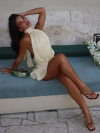 Robe de plage dos nu licou courte pour femmes