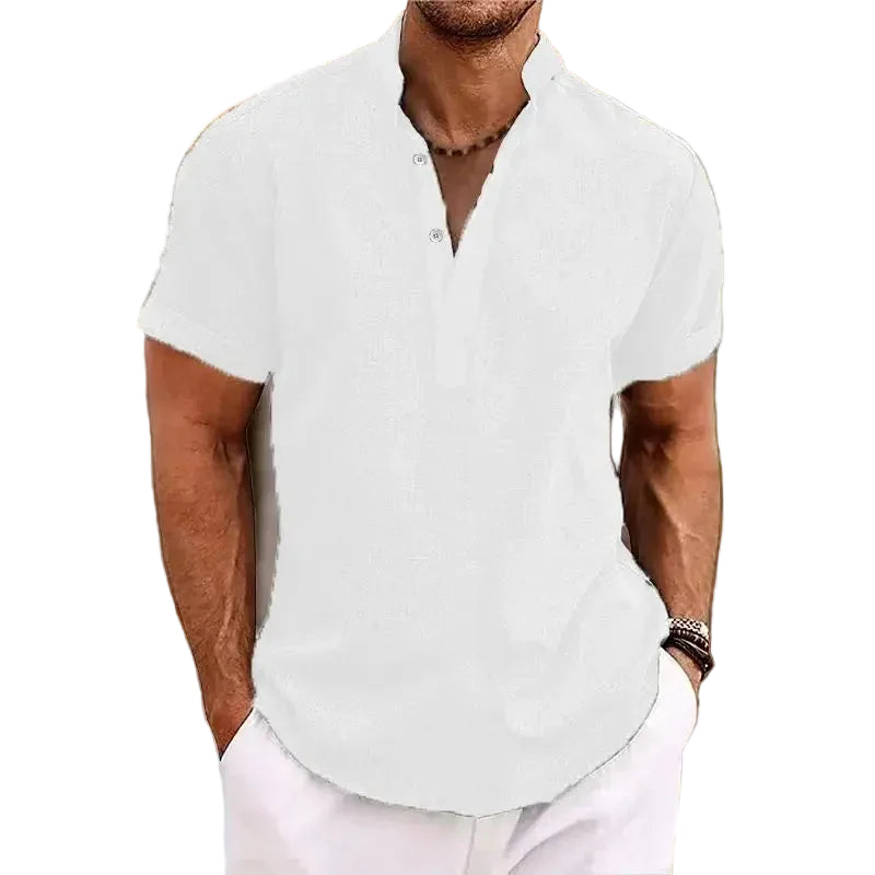 T-shirt à manches courtes col montant pour hommes