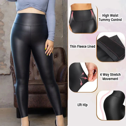 Leggings en similicuir pour femme - Pantalon élastique en PU - Push Up