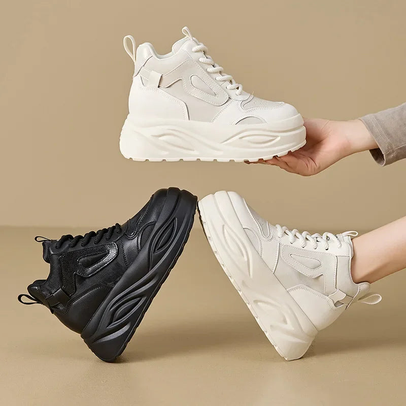 Basket en cuir véritable pour femme