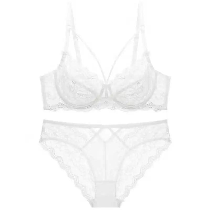 Ensemble soutien-gorge et culotte vert pour femme, ultra-fins, soutien-gorge transparent