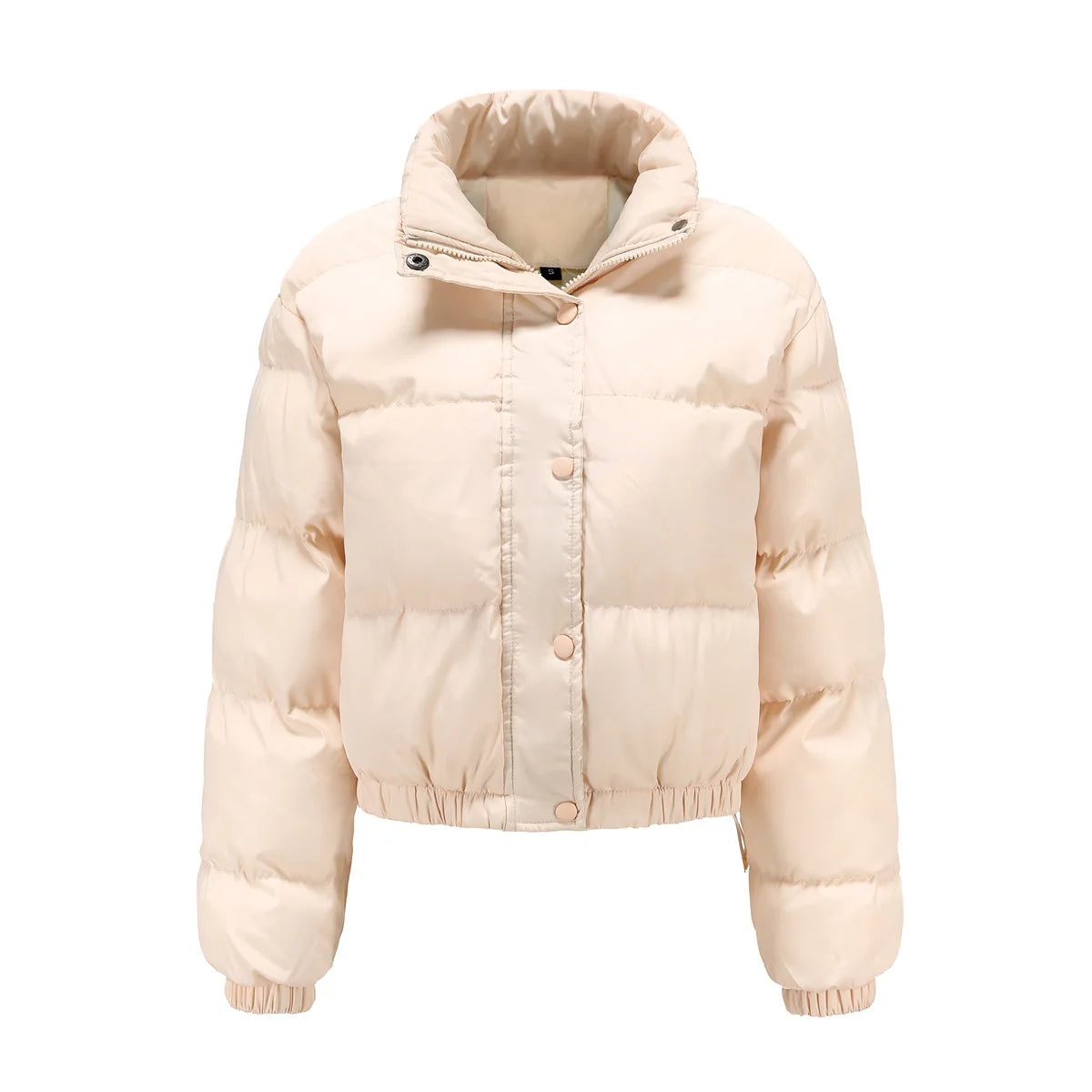 Manteau en coton matelassé à manches longues et col haut pour femmes