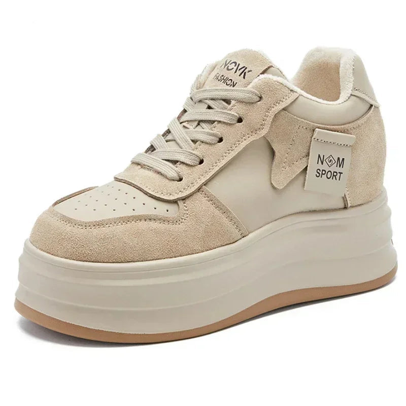 Basket à plateforme en daim de vache pour femme