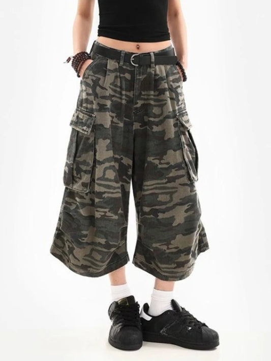 Pantalon court de camouflage rétro américain pour femme