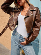 Veste vintage avec ceinture en similicuir pour femme