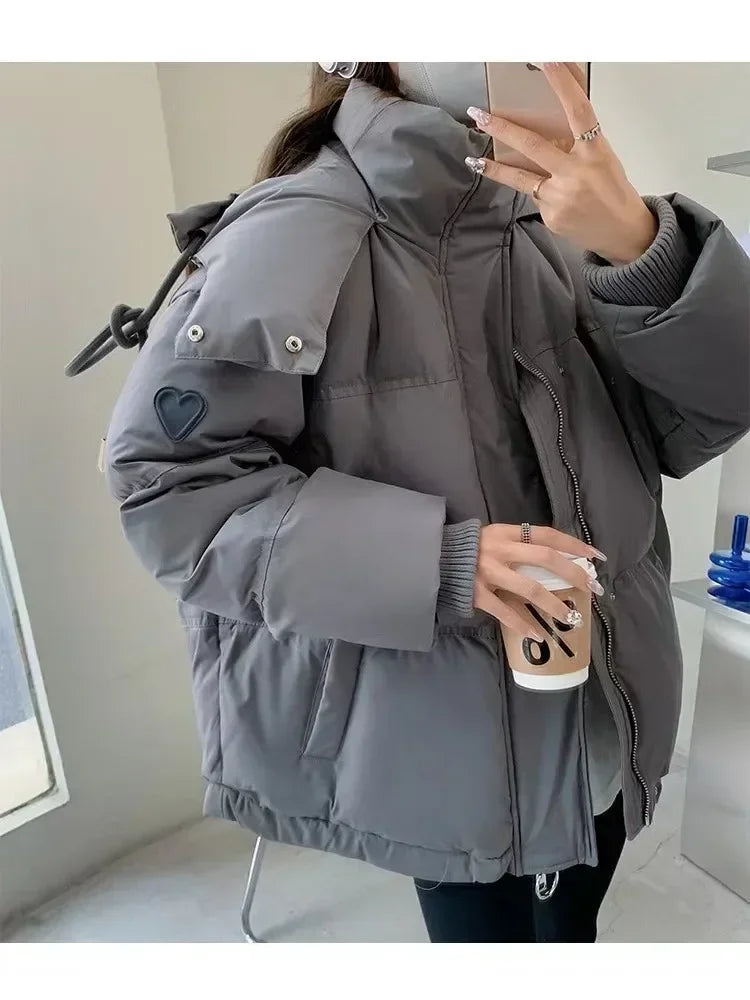 Doudoune en coton monochrome pour femmes