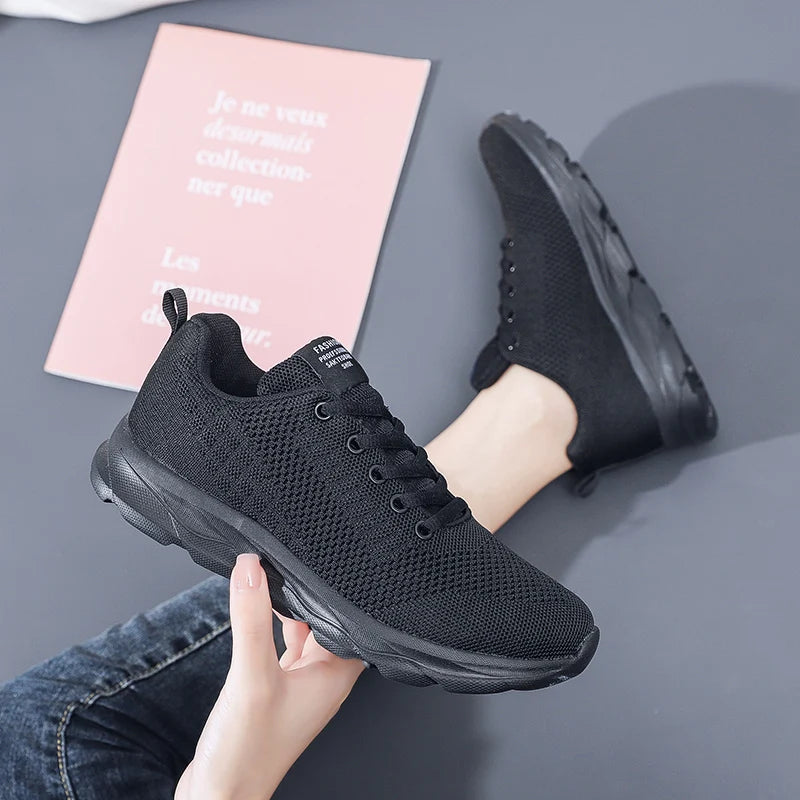 Chaussures de sport plates en maille respirante pour femmes