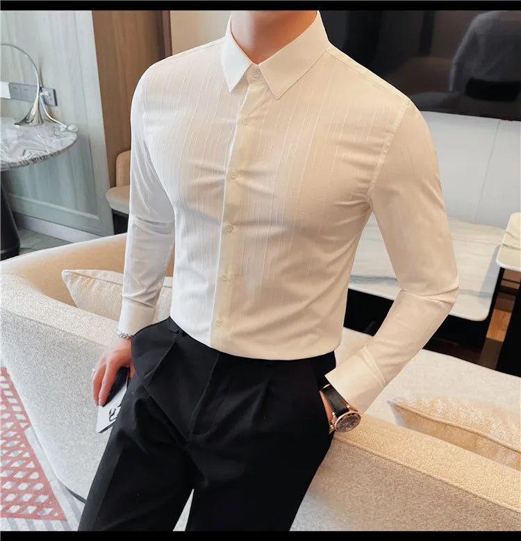 Chemises rayées à manches longues pour hommes