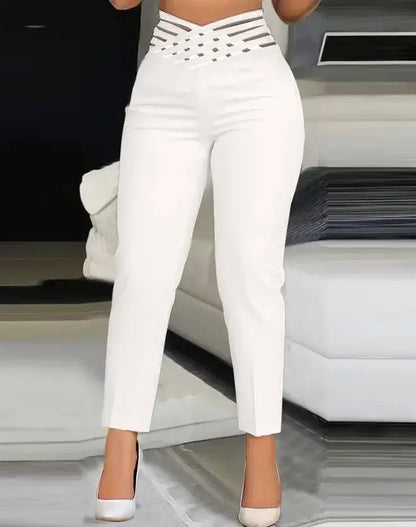 Pantalon en Maille Transparente pour Femme, Tenue Élégante