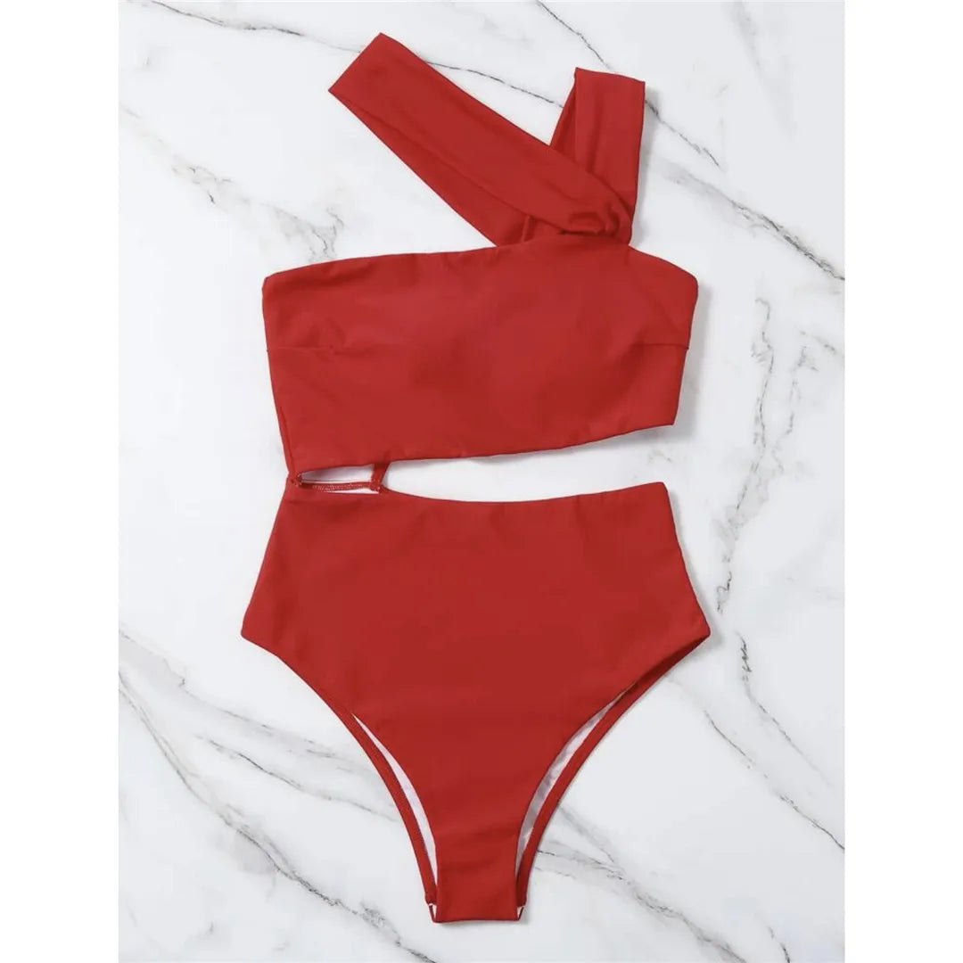 Maillot de bain une pièce découpé asymétrique pour femmes