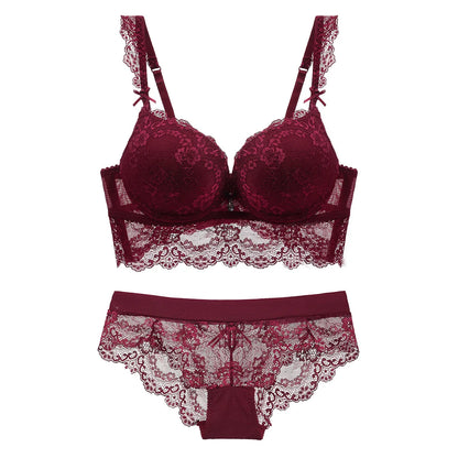 Ensemble soutien-gorge et culotte push-up en dentelle pour femmes