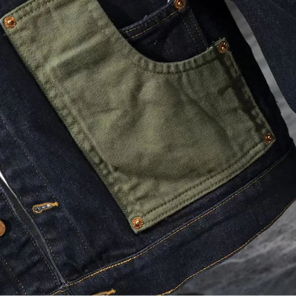 Veste en jean à coutures contrastées pour hommes