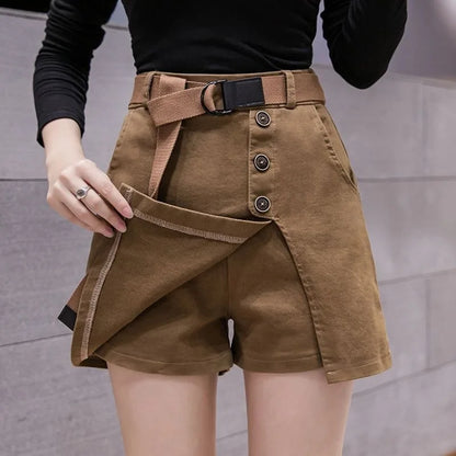 Shorts taille haute élastiques, jupes pour femmes, polyvalents, amincissants