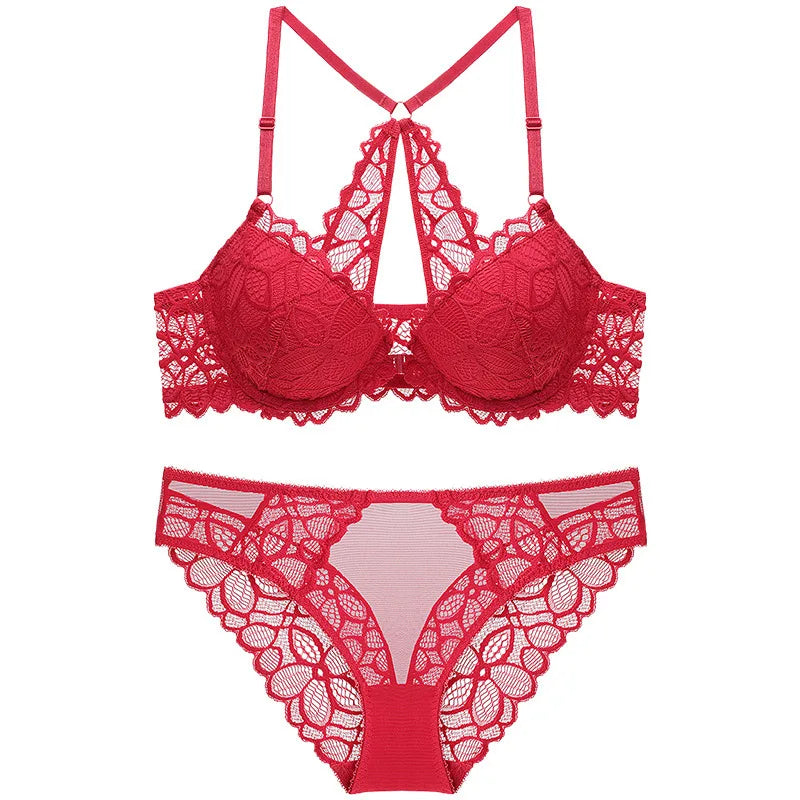 Ensemble soutien-gorge et culotte Push Up en dentelle pour femmes